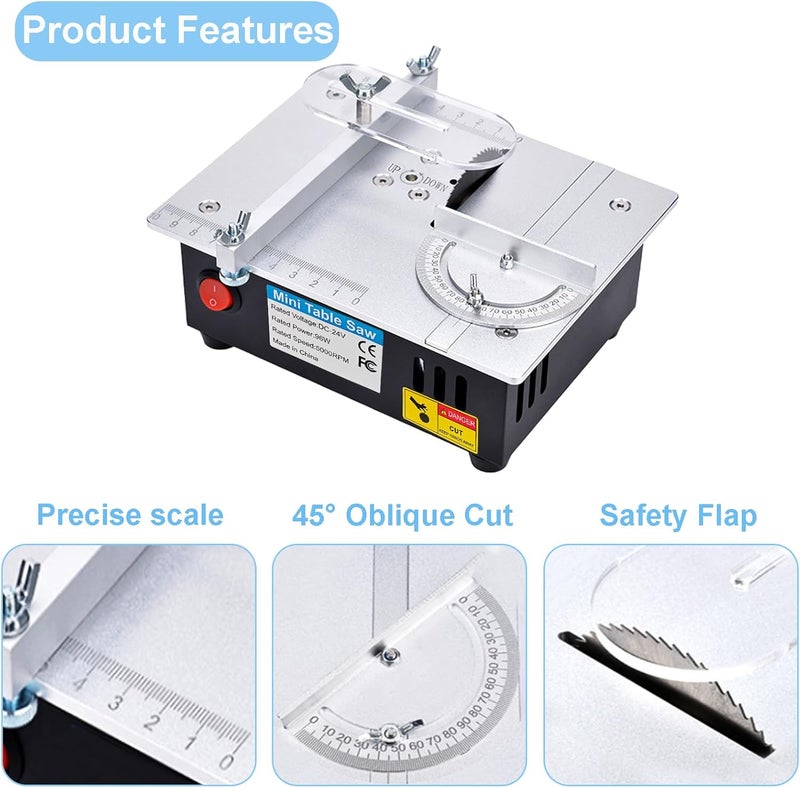 timiland [] Mini Multi-Functional Table Saw S6【Cutter Speed、Angle、0-1/2inch hight Adjustable】with seven Speed Adjustable Power,Cutting&Sanding&Engraving for Crafts、Wood 、Plastic、 Acrylic - Image 4